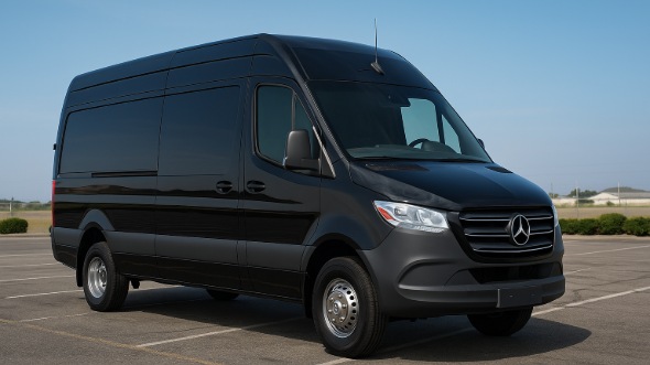 Exterior of La Vista Party Bus Company's 14 Passenger Sprinter Limousine in La Vista