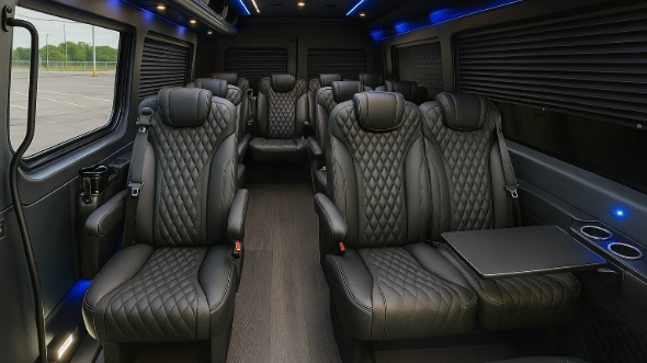 Interior of Nebraska Party Bus Company's 18 Passenger Minibus in Nebraska