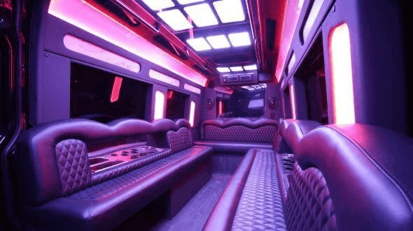 Interior of Bellevue Party Bus Company's 18 Passenger Party Bus in Bellevue