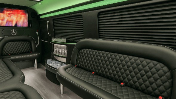 Interior of Lincoln Party Bus Company's 18 Passenger Party Bus in Lincoln
