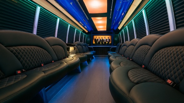 Interior of Bellevue Party Bus Company's 20 Passenger Party Bus in Bellevue