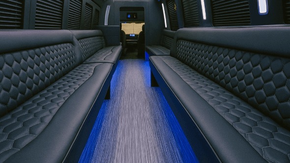 Interior of Papillion Party Bus Company's 25 Passenger Party Bus in Papillion