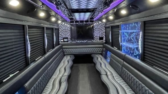 Interior of Hastings Party Bus Company's 30 Passenger Party Bus in Hastings