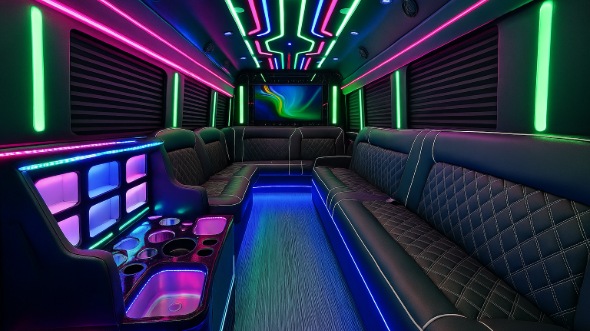 Interior of Nebraska Party Bus Company's 30 Passenger Party Bus in Nebraska