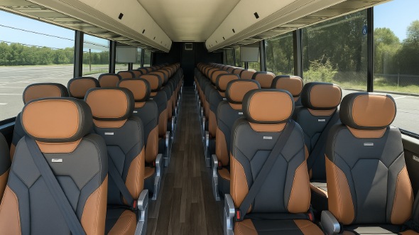 Interior of Nebraska Party Bus Company's 40 Passenger Charter Bus in Nebraska