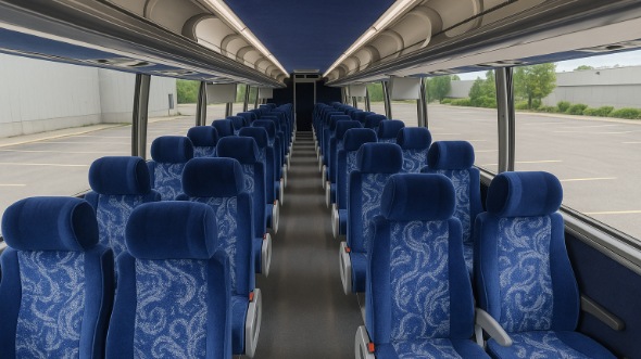 Interior of Nebraska Party Bus Company's 44 Passenger Charter Bus in Nebraska