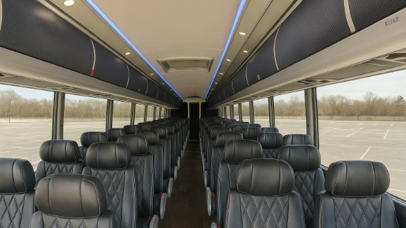 Interior of Nebraska Party Bus Company's 45 Passenger Charter Bus in Nebraska