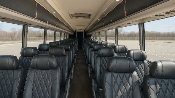 Interior of Nebraska Party Bus Company's 46 Passenger Charter Bus in Nebraska