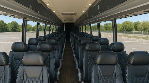 Interior of Nebraska Party Bus Company's 47 Passenger Charter Bus in Nebraska