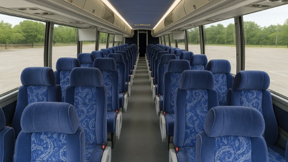 Interior of Nebraska Party Bus Company's 56 Passenger Charter Bus in Nebraska